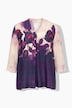 Tunika, Aquarellblüten, A-Linie, Kelchkragen, 3/4-Arm