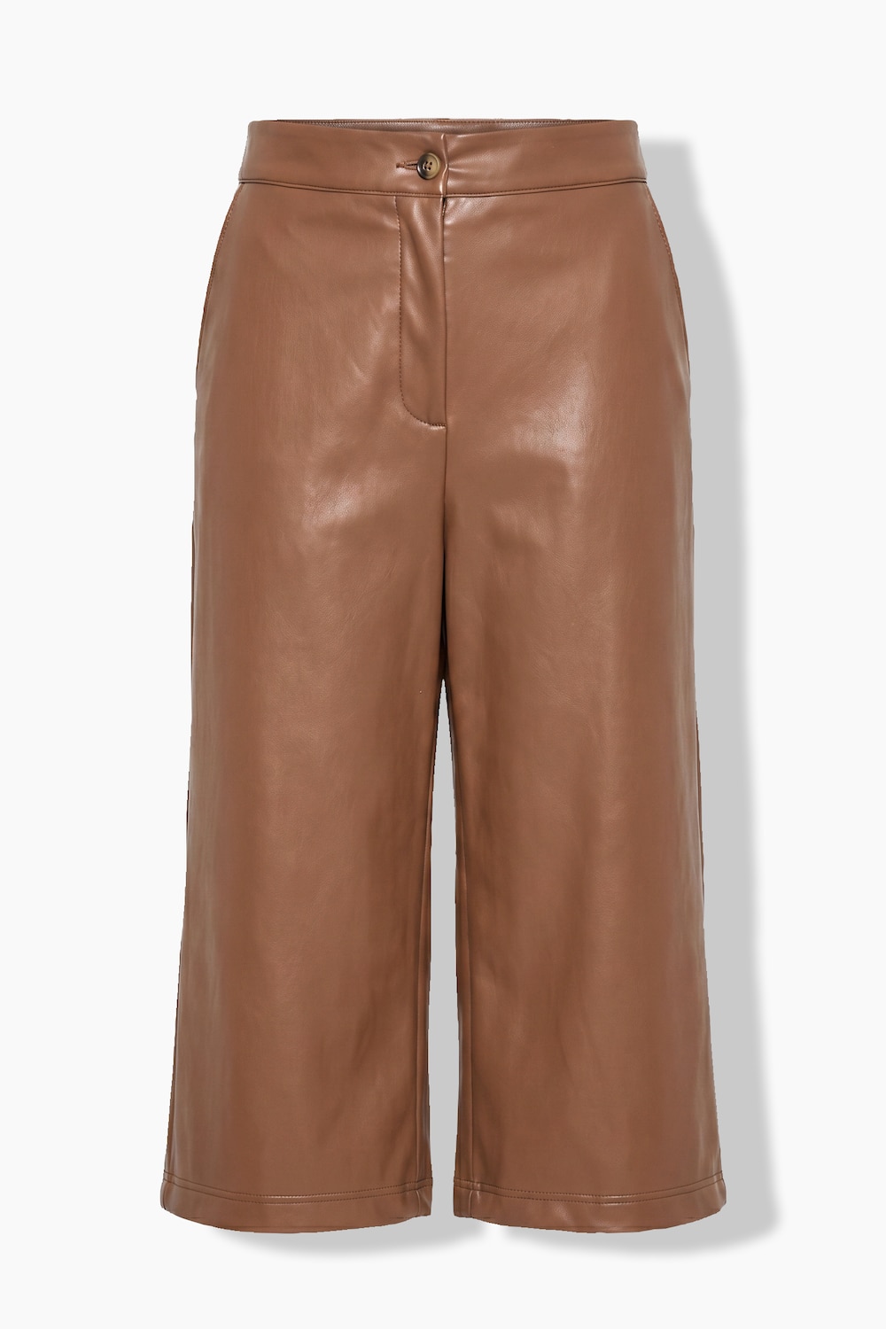 Culotte, Lederoptik, weites Bein, Komfortbund