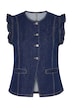 Denim vest, stretch denim, shoulder ruffles