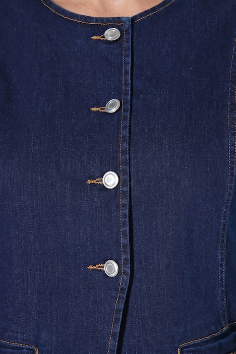 Jeans-Weste, Stretchdenim, Schulterüsche