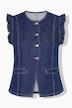 Jeans-Weste, Stretchdenim, Schulterüsche