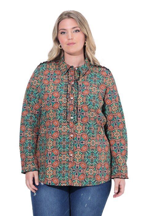 Bluse, Blüten, Hemdkragen, Rüschen, Langarm