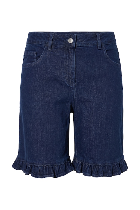 Denim shorts, wide leg, ruffle at the hem, 5 pockets