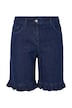 Denim shorts, wide leg, ruffle at the hem, 5 pockets