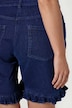Jeans-Shorts, weites Bein, Rüsche am Saum, 5-Pocket