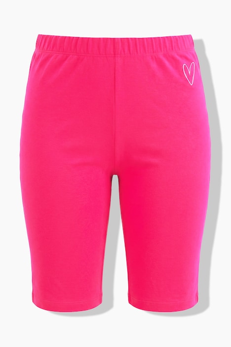 Radler-Leggings, schmale Passform, Herz-Stickerei