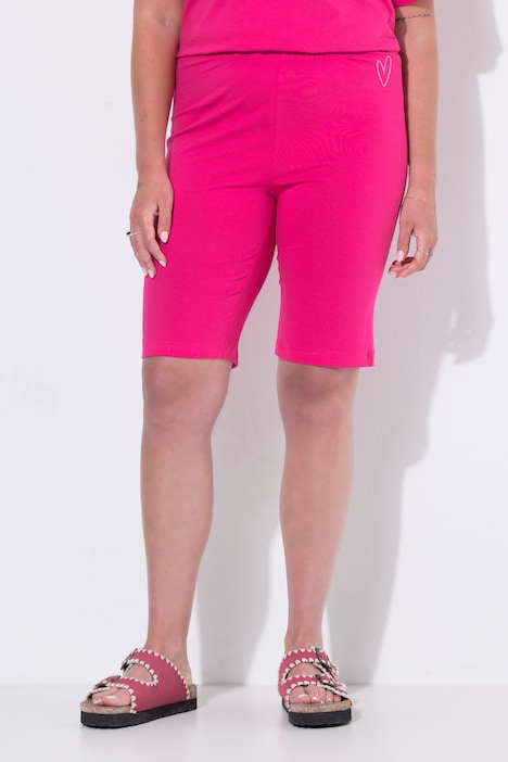 Radler-Leggings, schmale Passform, Herz-Stickerei