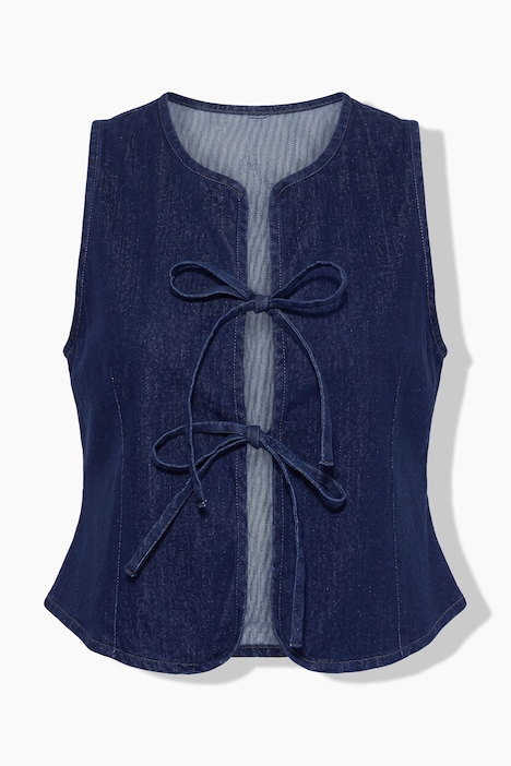 Denim bodywarmer, sluiting met strikbandje, stretchdenim