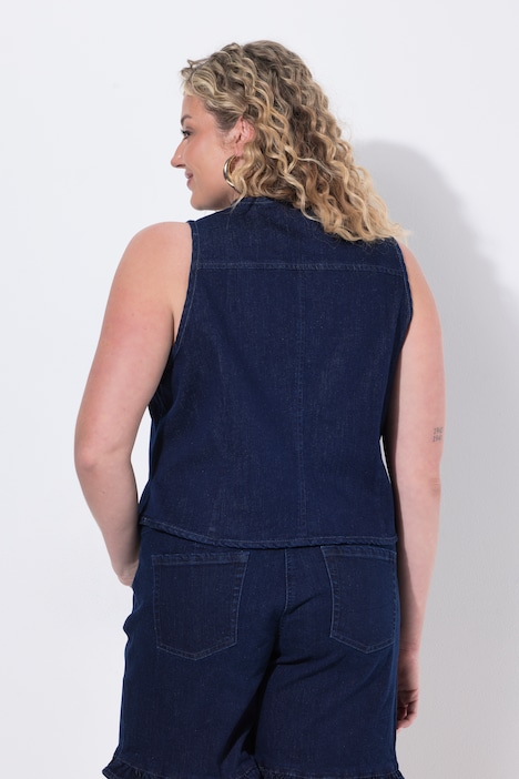 Denim bodywarmer, sluiting met strikbandje, stretchdenim