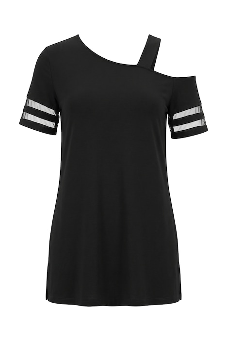 T-shirt, A-line, shoulder cut-out, short sleeve with mesh