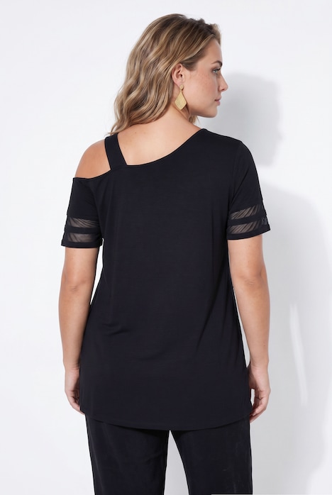T-Shirt, A-Linie, Schulter-CutOut, Halbarm mit Mesh