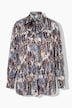 Satin-Bluse, Schluppe, A-Linie, Stehkragen, Langarm