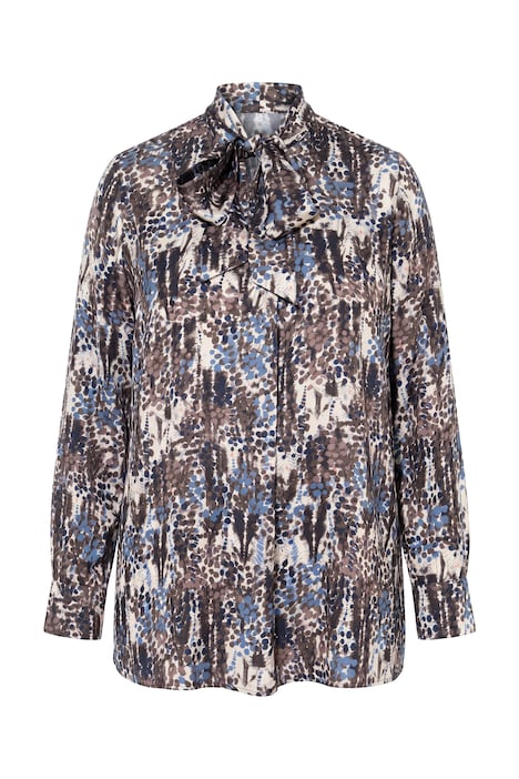 Satin-Bluse, Schluppe, A-Linie, Stehkragen, Langarm