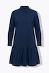 Robe midi base évasée, col chemise et manches longues, coton bio