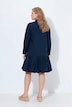 Robe midi base évasée, col chemise et manches longues, coton bio