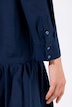 Robe midi base évasée, col chemise et manches longues, coton bio