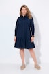 Robe midi base évasée, col chemise et manches longues, coton bio