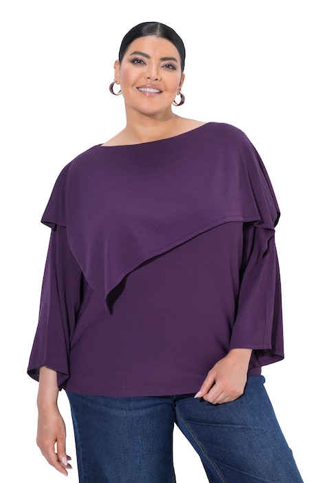 Pullover, Überwurf, Oversized, U-Boot-Ausschnitt, 3/4-Arm