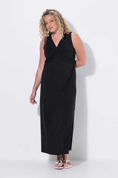 Maxi-Jerseykleid, ärmellose A-Linie, Drapierung
