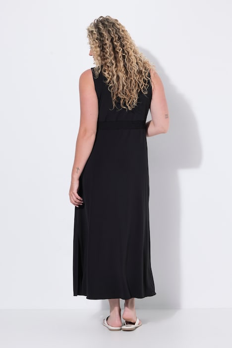Maxi-Jerseykleid, ärmellose A-Linie, Drapierung