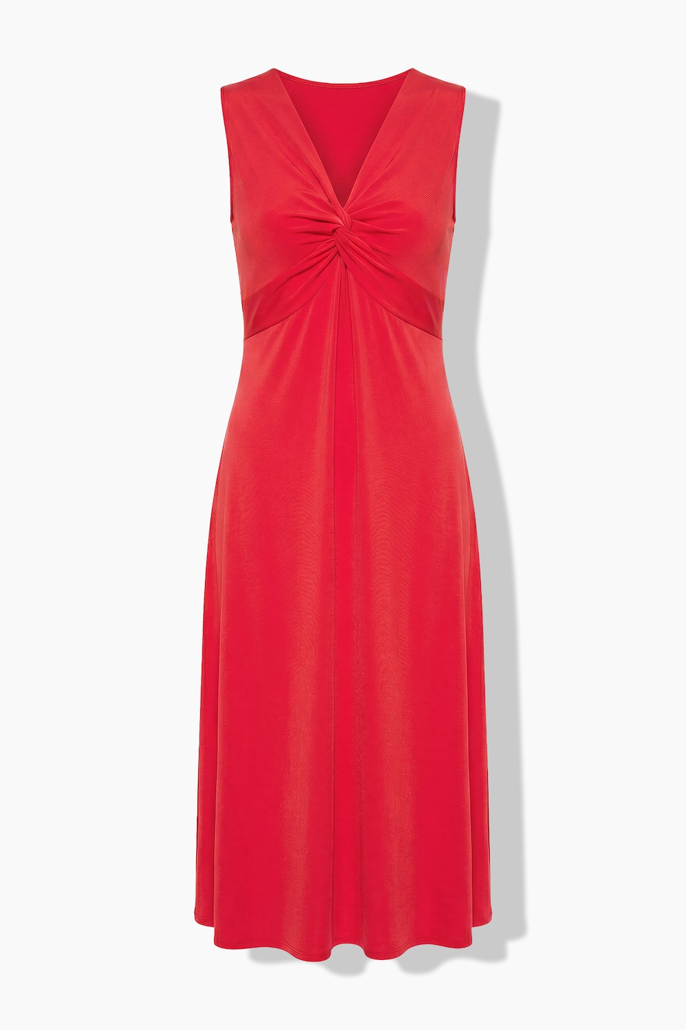 Jersey maxi-jurk, mouwloze A-lijn, drapering