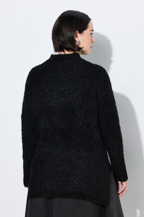 Pullover, Bouclé-Feinstrick, Stehkragen, Langarm