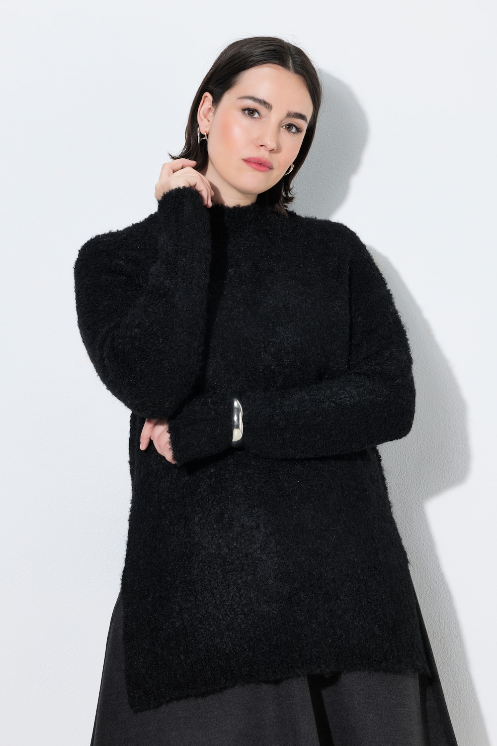 Genser, bouclé-finstrikk, Turtleneck, lange ermer