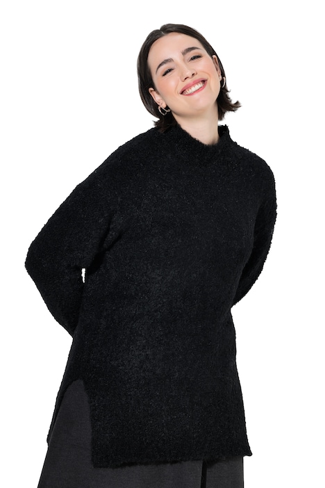 Pullover, Bouclé-Feinstrick, Stehkragen, Langarm