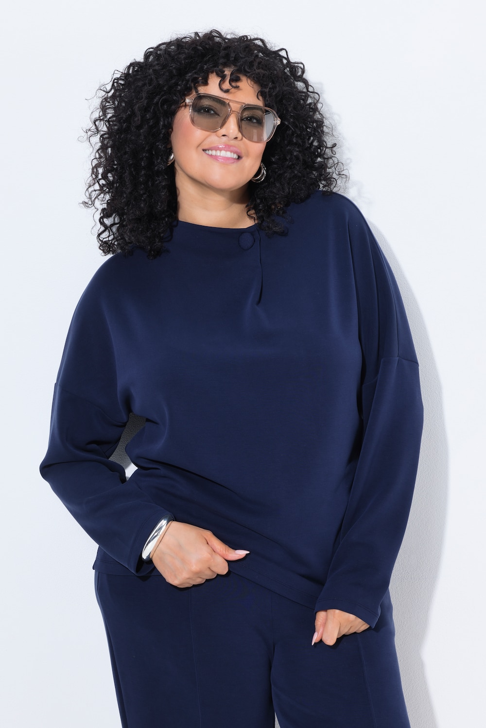 Sweatshirt, Oversized, Stehkragen, Langarm