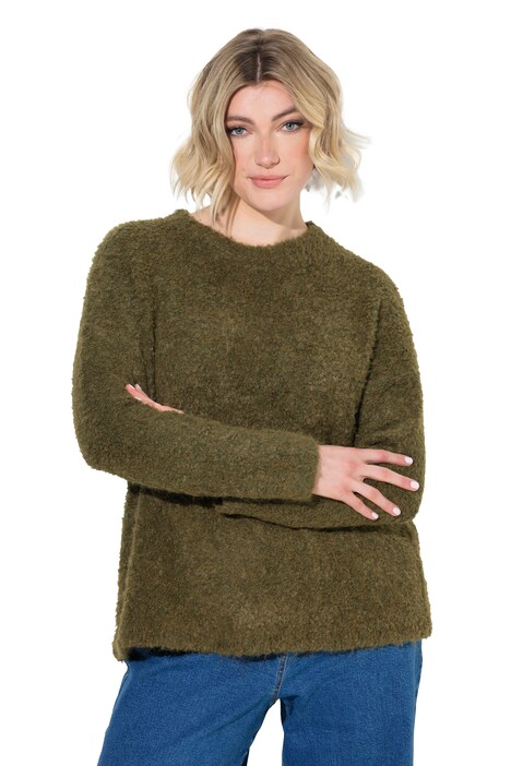 Pullover, Bouclé-Feinstrick, Rundhals, Langarm