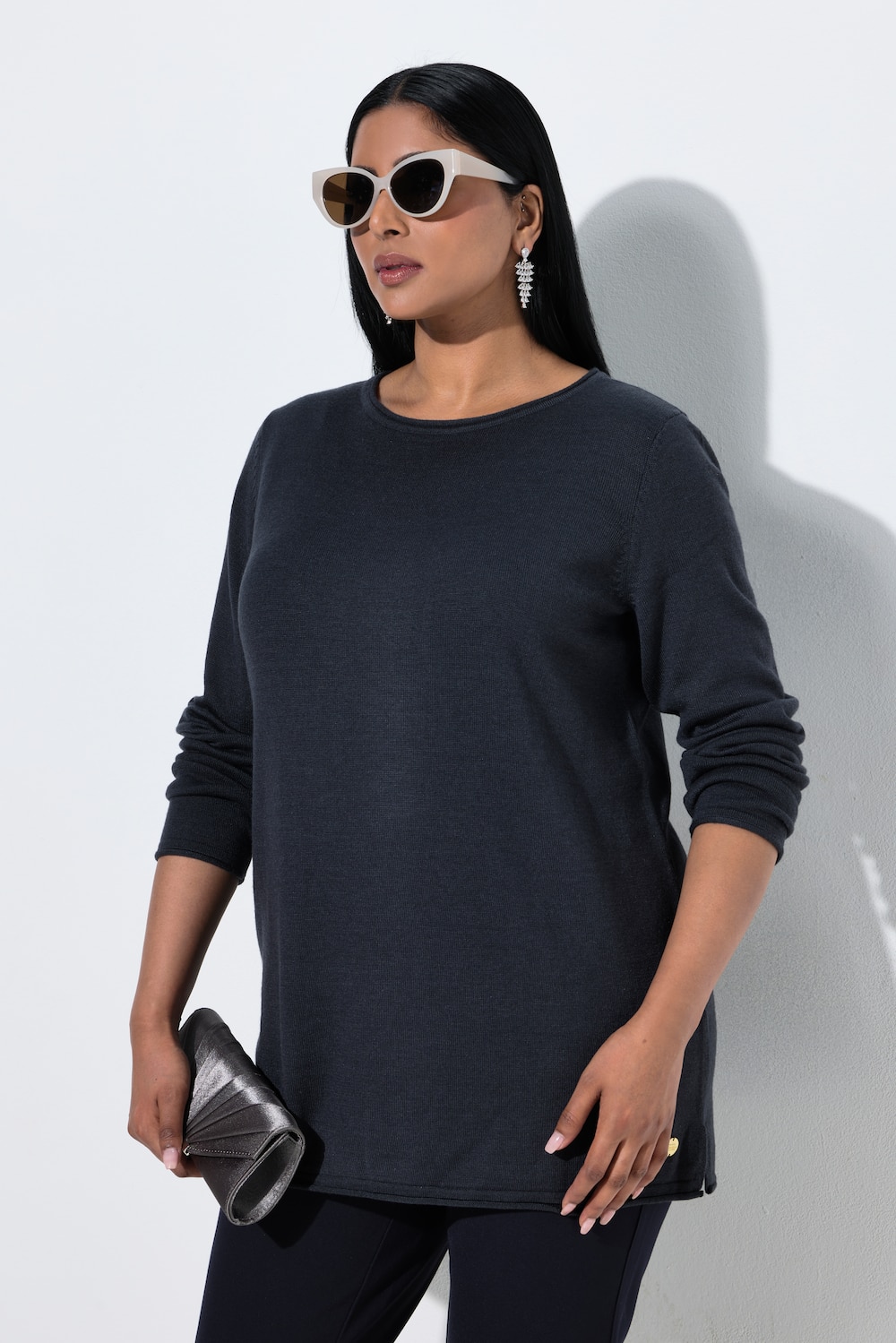 Pullover, Seidenmix, U-Boot-Ausschnitt, Langarm