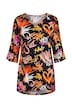 Blouse, A-line, patterned, shoulder cutout