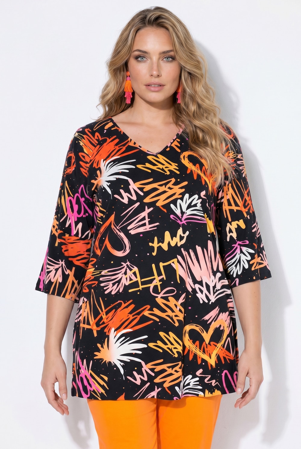 Cold Shoulder Shirt, A-Linie, Muster, Schulter CutOut