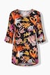 Blouse, A-line, patterned, shoulder cutout