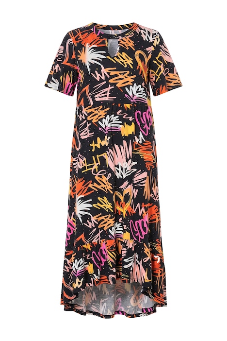 Jersey maxi dress, graffiti pattern, flutter sleeves
