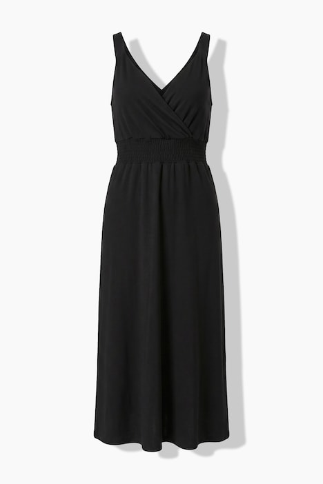 Midi-Jerseykleid, ärmellos, Wickeloptik