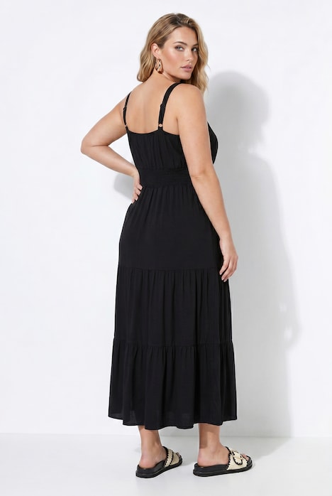 Midi-Jerseykleid, ärmellos, Wickeloptik