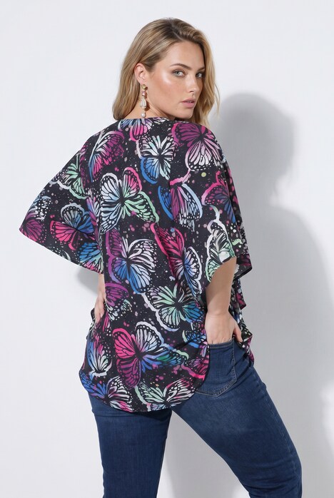 Blusenkaftan, Loose Fit, Allovermuster, Halbarm