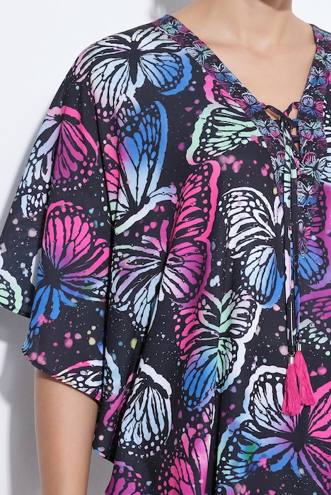Blusenkaftan, Loose Fit, Allovermuster, Halbarm