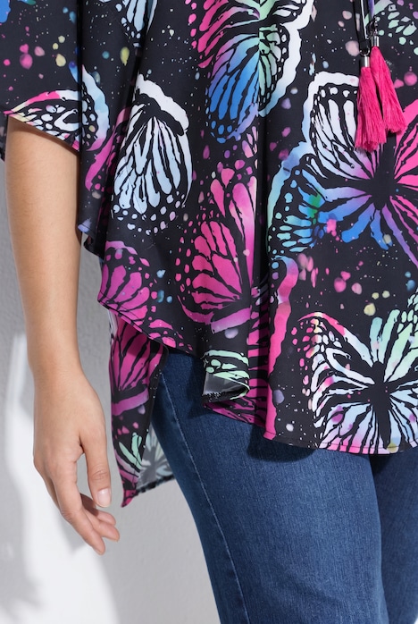 Blusenkaftan, Loose Fit, Allovermuster, Halbarm