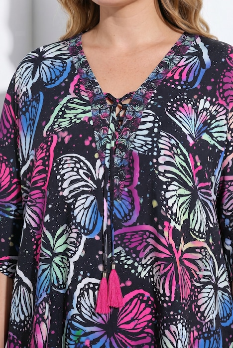 Blusenkaftan, Loose Fit, Allovermuster, Halbarm