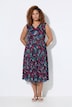 Plissee-Midikleid, ärmellos, Muster, elastische Taille