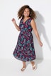 Plissee-Midikleid, ärmellos, Muster, elastische Taille