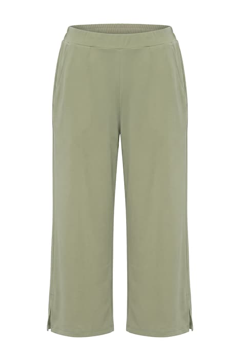 Culottes, straight leg, elastic waistband, side slits