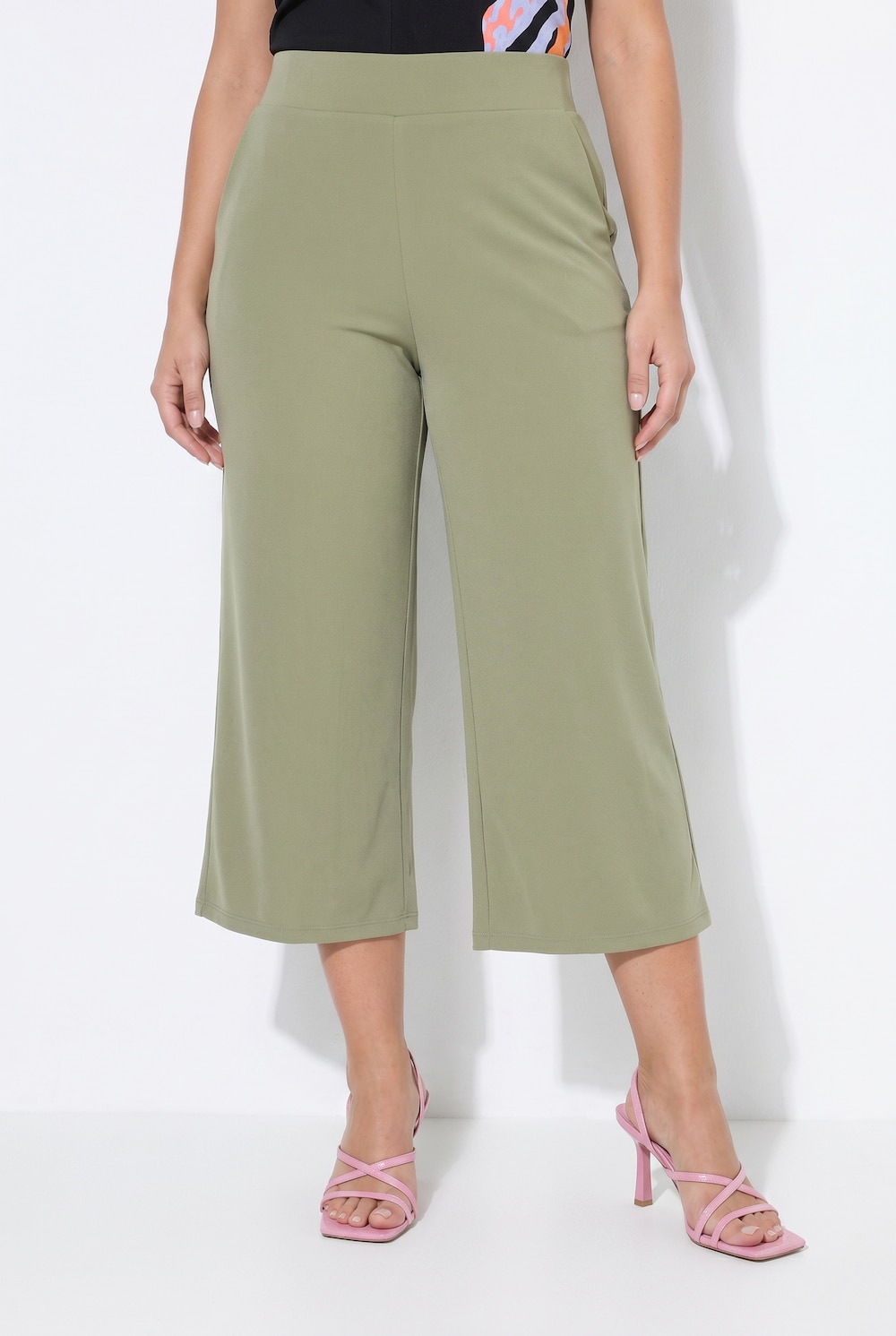 Culotte, lige ben, elastisk linning, slidser i siden