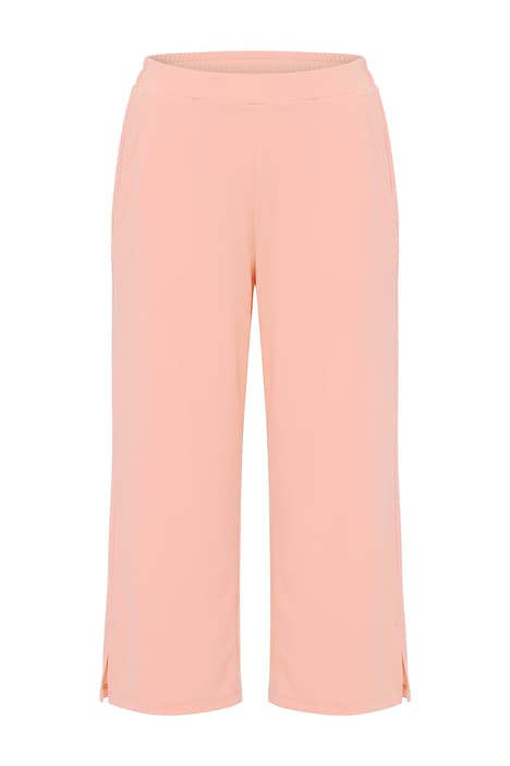 Culottes, straight leg, elastic waistband, side slits