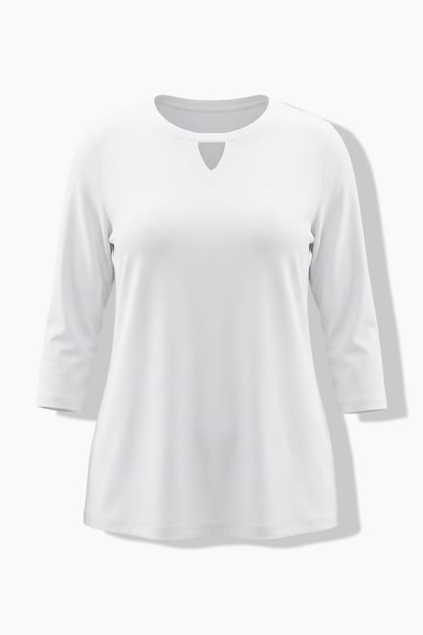 T-shirt avec motif scintillant, col rond avec découpe « trou de serrure » et manches 3/4, coupe évasée