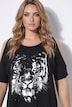 T-Shirt, A-Linie, Tiger-Motiv, Fledermausärmel mit Schlitz