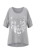 T-shirt, A-line, tiger print, batwing sleeves with slit
