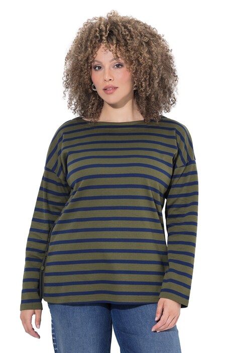 Shirt, Ringel, Oversized, U-Boot-Ausschnitt, Langarm
